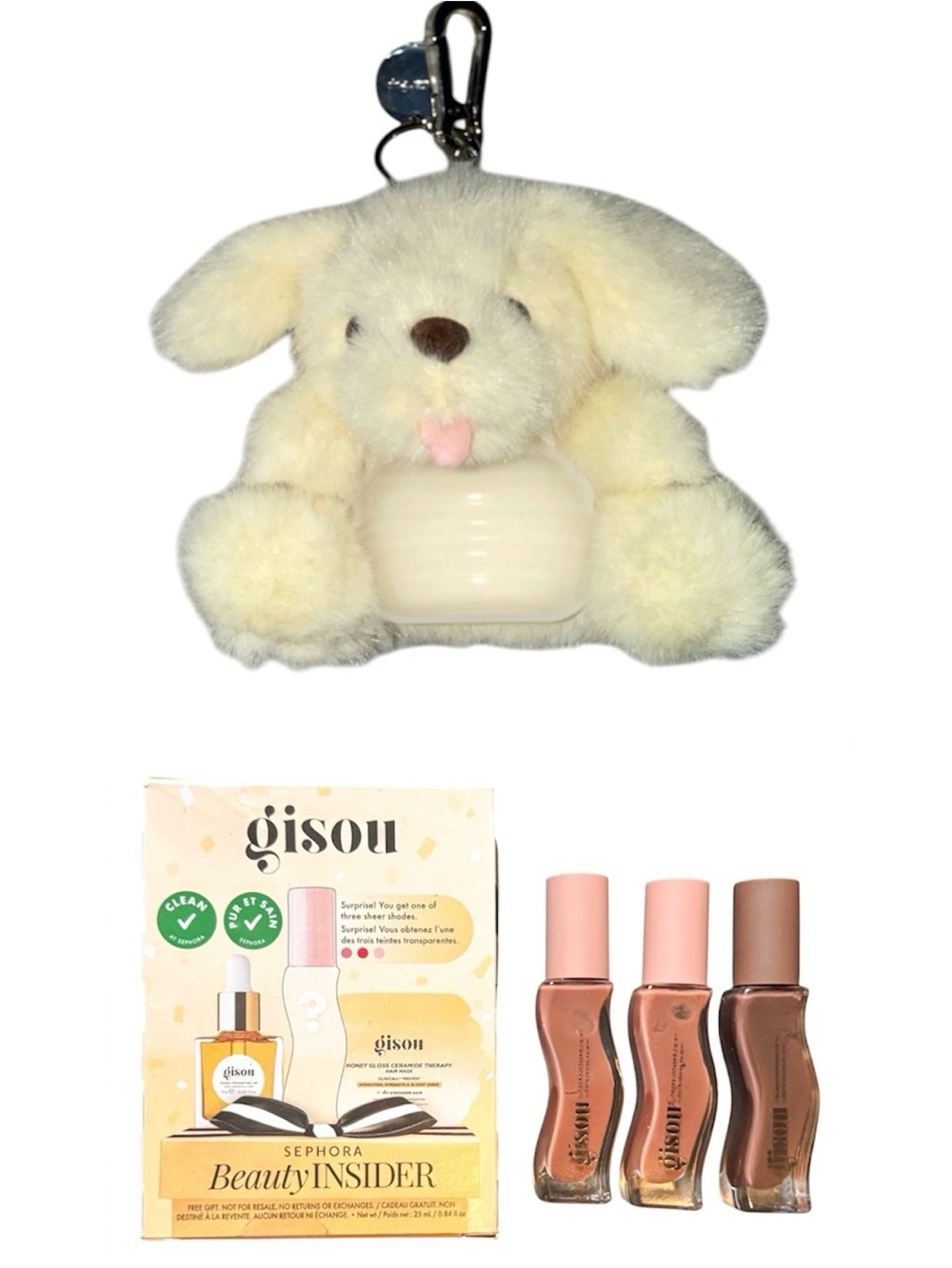 Gisou Bundle Honey Pup Keychain Lip Oils Sephora Beauty Insider Set NEW